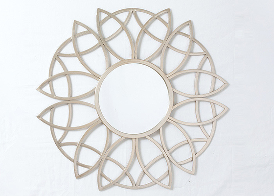 Living Room Rose Gold Floral Metal Wall Art Mirror