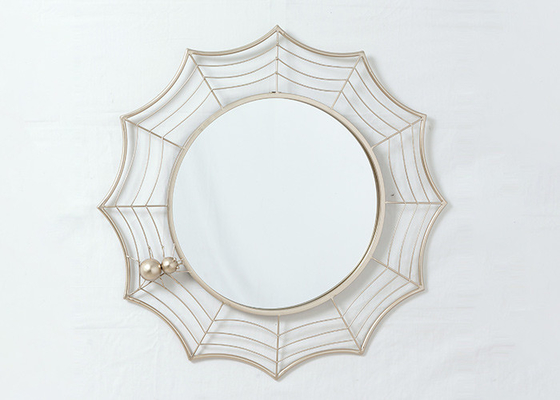 Living Room Rose Gold Spider Web Metal Wall Art Mirror