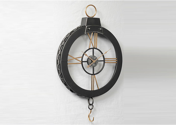 Industrial 3D Ring Hanging Oversized Black Metal Wall Clock
