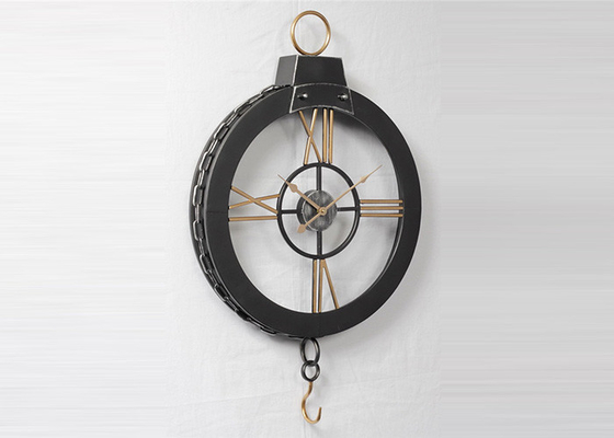Industrial 3D Ring Hanging Oversized Black Metal Wall Clock