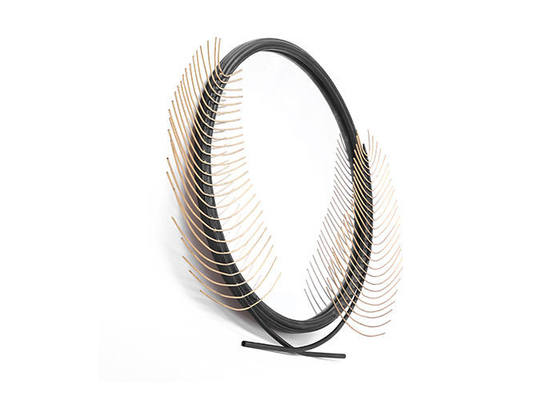 Round Home Classical Metal Black Gold Leaf Wall Mirror