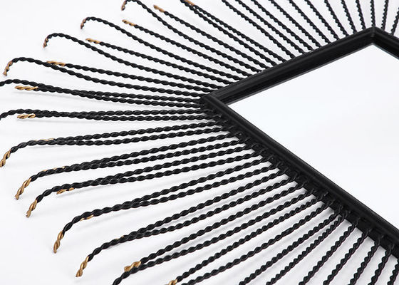 Metal Square Sunburst Wall Mirror Black Frame Dotted With Gold Color For Wall Decoration